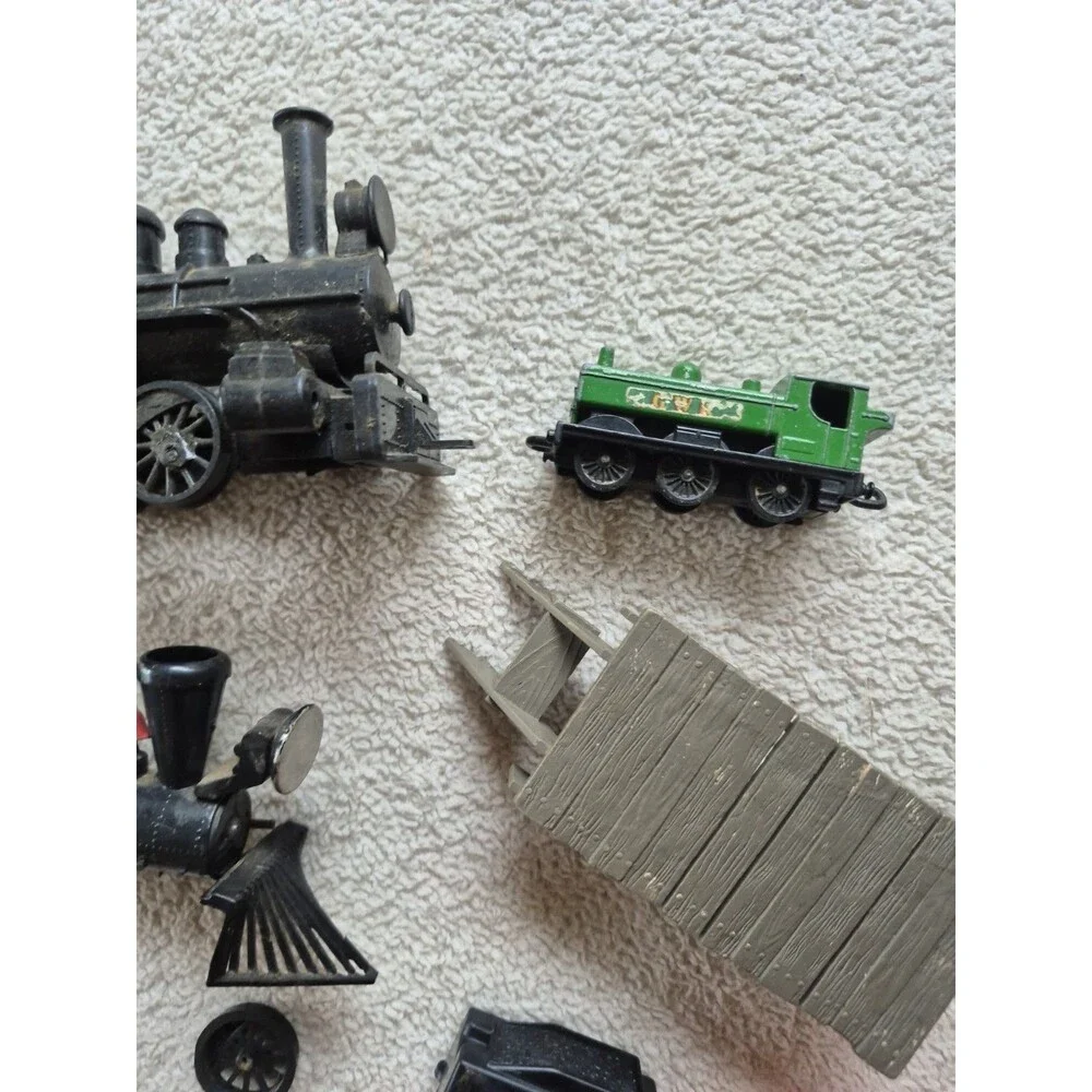 Vintage Plastic Toy Train Lot Steam Locomotives Cars Accessories Parts Repair